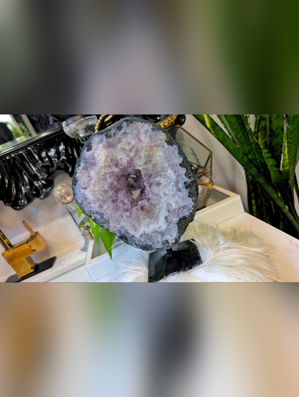 Amethyst Quartz Crystal Portal Donut on Stand